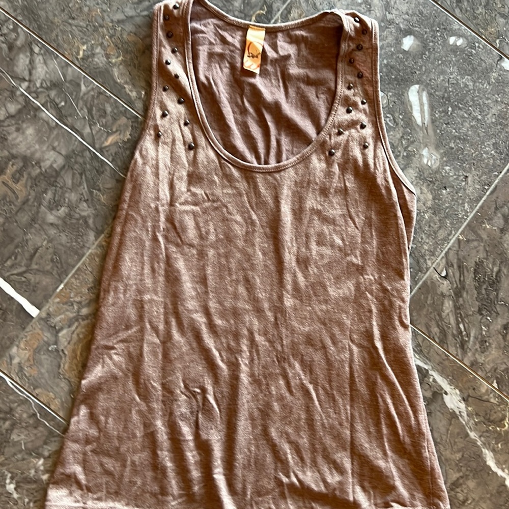 Tan Tank top with little nail heads on the top